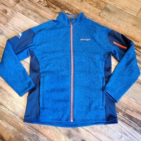 🔸️Spyder Empire Blue Heathered Full Zip Lightweight Jacket Men's Large - Picture 3 of 12